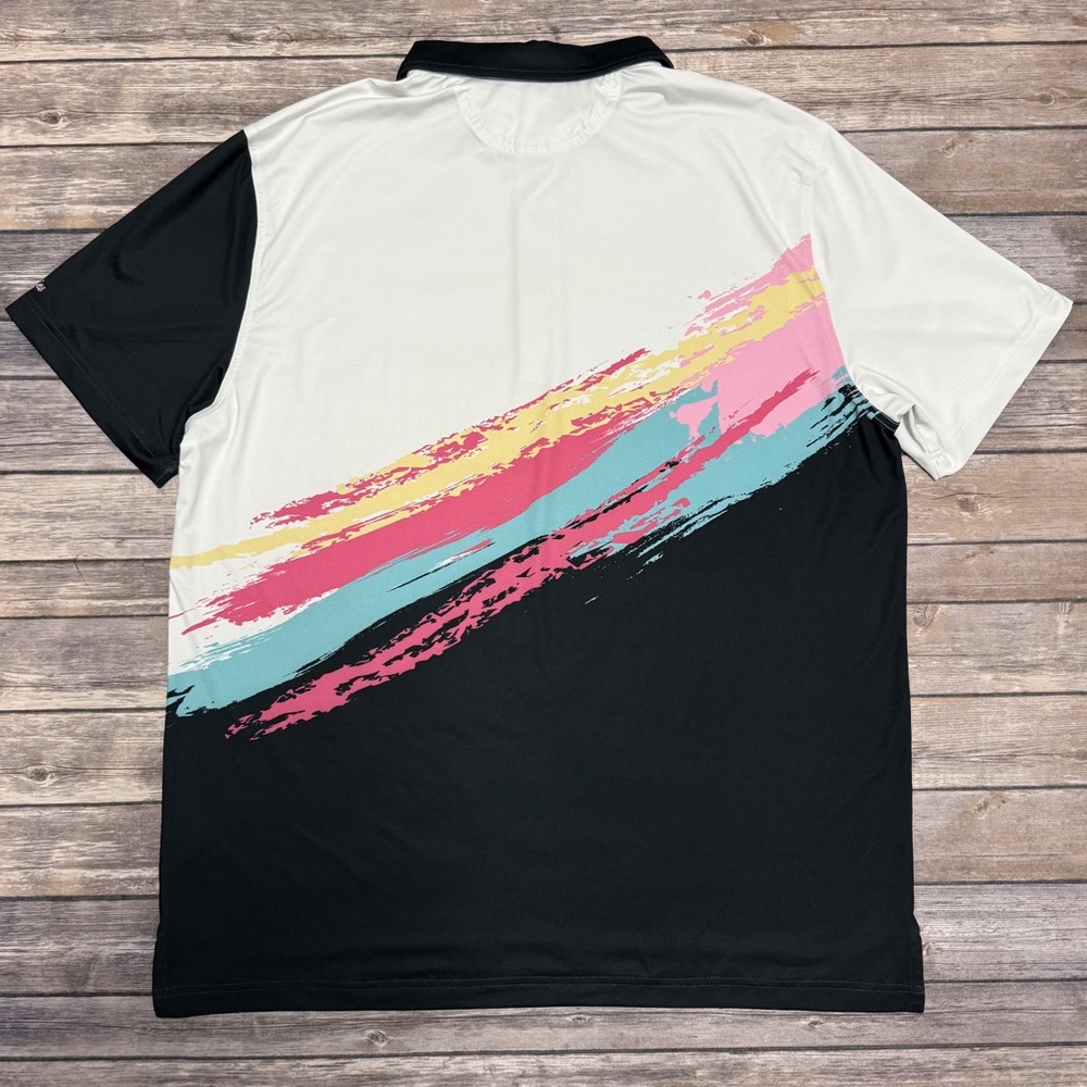 Chubbies Black White Pink Blue The Tennis Champ Performance Short Sleeve Polo XL - Picture 5 of 10